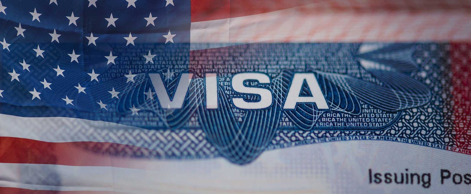 A United States visa over an American flag, the document an immigration waiver secures